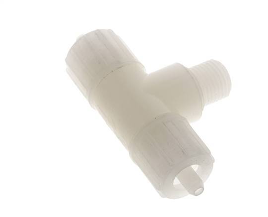 10x4mm & G1/4'' PVDF T-stuk Knelfitting Buitendraad 10bar Kunststof en Polyamide