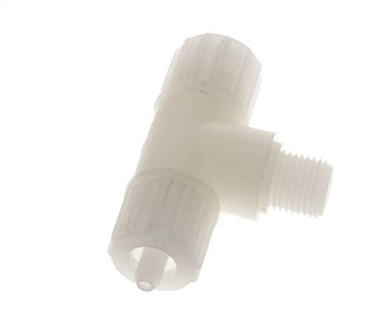 10x4mm & G1/4'' PVDF T-stuk Knelfitting Buitendraad 10bar Kunststof en Polyamide