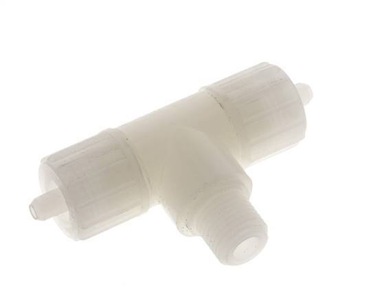 10x4mm & G1/4'' PVDF T-stuk Knelfitting Buitendraad 10bar Kunststof en Polyamide