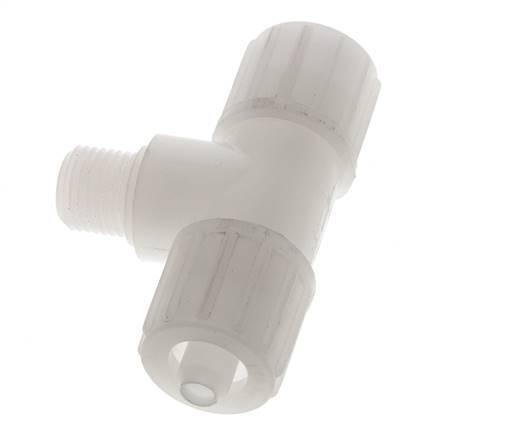 12x6mm & G1/4'' PVDF T-stuk Knelfitting Buitendraad 10bar Kunststof en Polyamide