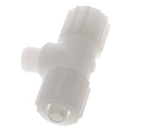 15x9mm & G3/8'' PVDF T-stuk Knelfitting Buitendraad 10bar Kunststof en Polyamide