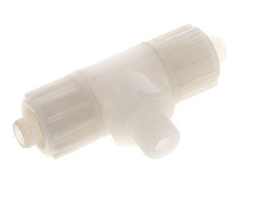 16x10mm & G3/8'' PVDF T-stuk Knelfitting Buitendraad 10bar Kunststof en Polyamide