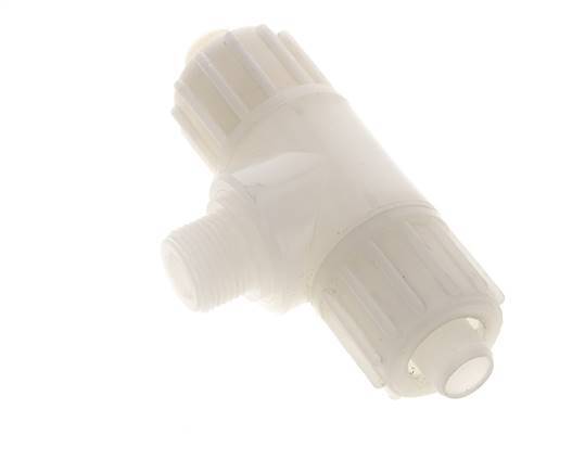 16x10mm & G3/8'' PVDF T-stuk Knelfitting Buitendraad 10bar Kunststof en Polyamide