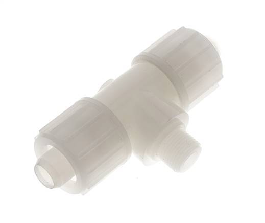 20x13mm & G3/8'' PVDF T-stuk Knelfitting Buitendraad 10bar Kunststof en Polyamide