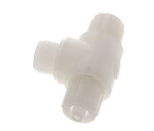 12x6mm & G1/2'' PVDF T-Shape Tee Compression Fitting with Male Threads 10 bar PVC and PA