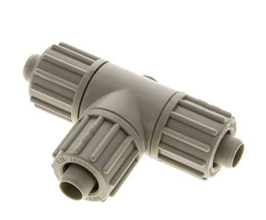 16x10mm Pp T-stuk Knelfitting 10bar Kunststof en Polyamide