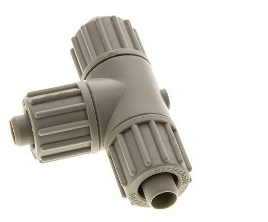 16x10mm Pp T-stuk Knelfitting 10bar Kunststof en Polyamide