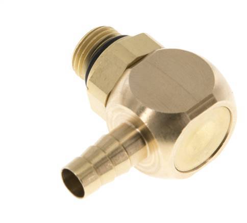 6 mm & G1/8'' Messing L-Slangpilaar Met Buitendraad NBR Afdichting Draaibaar [2 Stuks]