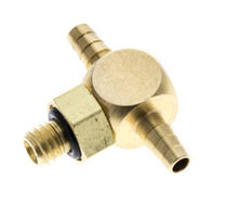 3 mm & M5 Messing T-slangpilaar met buitendraad NBR Afdichting
