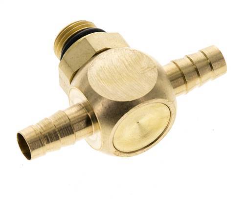 6 mm & G1/8'' Messing T-slangpilaar met buitendraad NBR Afdichting
