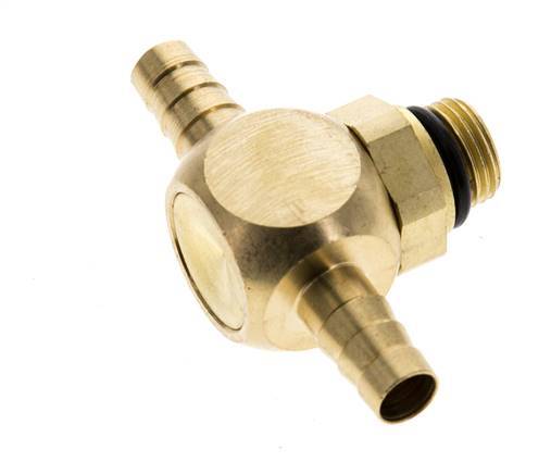 6 mm & G1/8'' Messing T-slangpilaar met buitendraad NBR Afdichting
