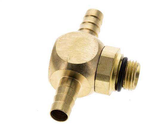 6 mm & G1/8'' Messing T-slangpilaar met buitendraad NBR Afdichting