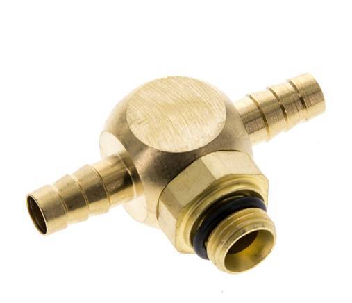 6 mm & G1/8'' Messing T-slangpilaar met buitendraad NBR Afdichting