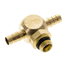 6 mm & G1/8'' Messing T-slangpilaar met buitendraad NBR Afdichting