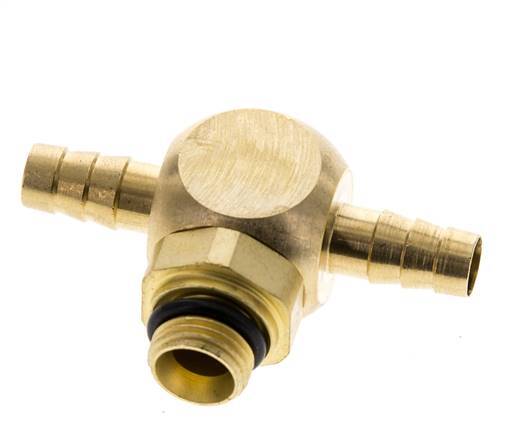 6 mm & G1/8'' Messing T-slangpilaar met buitendraad NBR Afdichting