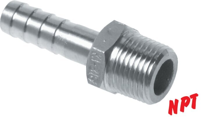 13 mm (1/2'') & 1/2''NPT Stainless Steel 1.4408 Hose Barb Male [2 Pieces]