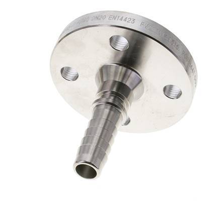 19x33 mm Stainless Steel 1.4401 Hose Pillar with Flange PN 10/16/25/40 DIN EN 14423 / DIN 2826