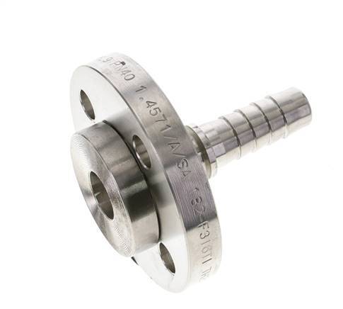 19x33 mm Stainless Steel 1.4401 Hose Pillar with Turnable Flange PN 10/16/25/40 DIN EN 14423 / DIN 2826