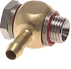6 mm (1/4'') & G3/8'' Brass Elbow Hose Barb with Male Threads Elastomer Rotatable