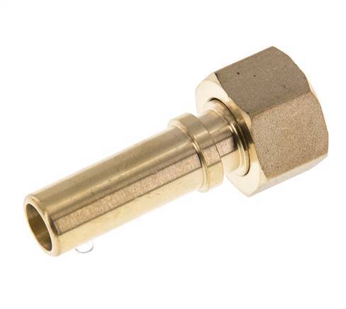 13 mm & G1/2'' Messing Slangpilaar Wartelmoer Vlakke Polyurethaan (PU) Afdichting en Veiligheidskraag EN 14420-5 (DIN 2817)