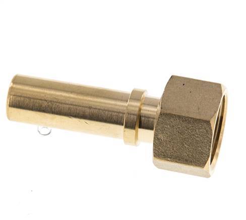 13 mm & G1/2'' Messing Slangpilaar Wartelmoer Vlakke Polyurethaan (PU) Afdichting en Veiligheidskraag EN 14420-5 (DIN 2817)