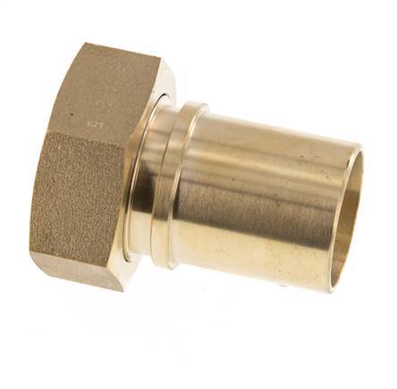 32 mm & G1-1/4'' Messing Slangpilaar Wartelmoer Vlakke Polyurethaan (PU) Afdichting en Veiligheidskraag EN 14420-5 (DIN 2817)