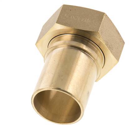 32 mm & G1-1/4'' Messing Slangpilaar Wartelmoer Vlakke Polyurethaan (PU) Afdichting en Veiligheidskraag EN 14420-5 (DIN 2817)