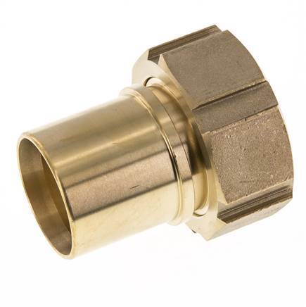 38 mm & G1-1/2'' Messing Slangpilaar Wartelmoer Vlakke Polyurethaan (PU) Afdichting en Veiligheidskraag EN 14420-5 (DIN 2817)