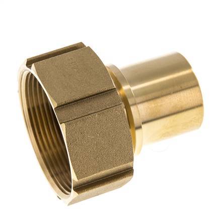 38 mm & G2'' Messing Slangpilaar Wartelmoer Vlakke Polyurethaan (PU) Afdichting en Veiligheidskraag EN 14420-5 (DIN 2817)