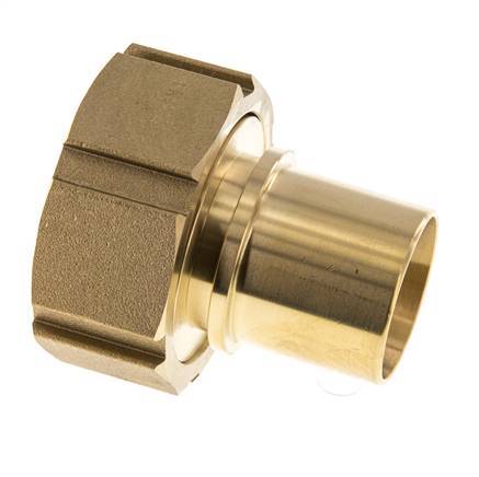 38 mm & G2'' Messing Slangpilaar Wartelmoer Vlakke Polyurethaan (PU) Afdichting en Veiligheidskraag EN 14420-5 (DIN 2817)