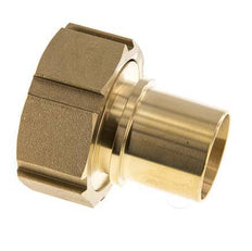 38 mm & G2'' Messing Slangpilaar Wartelmoer Vlakke Polyurethaan (PU) Afdichting en Veiligheidskraag EN 14420-5 (DIN 2817)