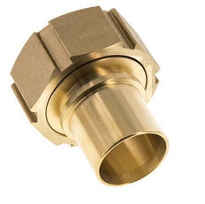 38 mm & G2'' Messing Slangpilaar Wartelmoer Vlakke Polyurethaan (PU) Afdichting en Veiligheidskraag EN 14420-5 (DIN 2817)