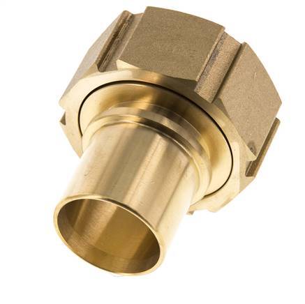 38 mm & G2'' Messing Slangpilaar Wartelmoer Vlakke Polyurethaan (PU) Afdichting en Veiligheidskraag EN 14420-5 (DIN 2817)