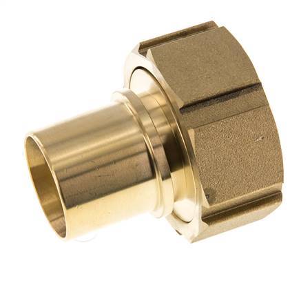 38 mm & G2'' Messing Slangpilaar Wartelmoer Vlakke Polyurethaan (PU) Afdichting en Veiligheidskraag EN 14420-5 (DIN 2817)