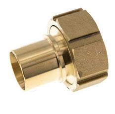 38 mm & G2'' Messing Slangpilaar Wartelmoer Vlakke Polyurethaan (PU) Afdichting en Veiligheidskraag EN 14420-5 (DIN 2817)