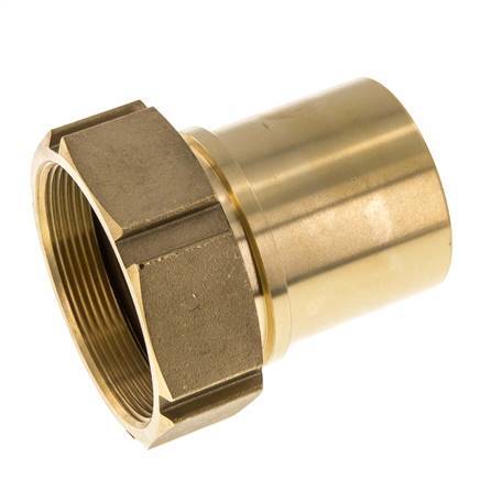 63 mm & G2-1/2'' Messing Slangpilaar Wartelmoer Vlakke Polyurethaan (PU) Afdichting en Veiligheidskraag EN 14420-5 (DIN 2817)