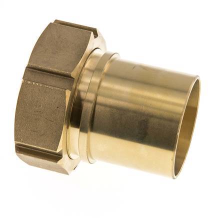 63 mm & G2-1/2'' Messing Slangpilaar Wartelmoer Vlakke Polyurethaan (PU) Afdichting en Veiligheidskraag EN 14420-5 (DIN 2817)