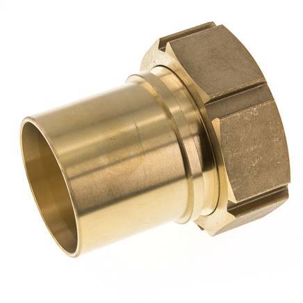 63 mm & G2-1/2'' Messing Slangpilaar Wartelmoer Vlakke Polyurethaan (PU) Afdichting en Veiligheidskraag EN 14420-5 (DIN 2817)