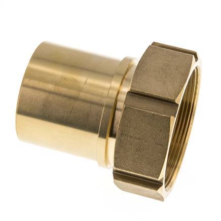 63 mm & G2-1/2'' Messing Slangpilaar Wartelmoer Vlakke Polyurethaan (PU) Afdichting en Veiligheidskraag EN 14420-5 (DIN 2817)