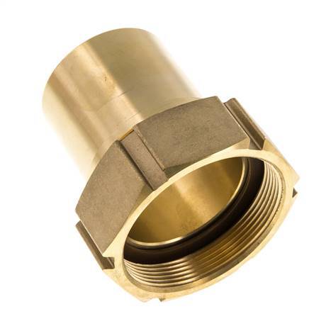 63 mm & G2-1/2'' Messing Slangpilaar Wartelmoer Vlakke Polyurethaan (PU) Afdichting en Veiligheidskraag EN 14420-5 (DIN 2817)
