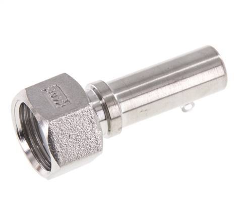 13 mm & G1/2'' RVS 1.4401 Slangpilaar Wartelmoer Vlakke PTFE Afdichting en Veiligheidskraag EN 14420-5 (DIN 2817)