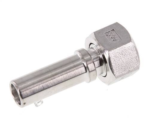 13 mm & G1/2'' RVS 1.4401 Slangpilaar Wartelmoer Vlakke PTFE Afdichting en Veiligheidskraag EN 14420-5 (DIN 2817)