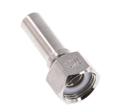 13 mm & G1/2'' RVS 1.4401 Slangpilaar Wartelmoer Vlakke PTFE Afdichting en Veiligheidskraag EN 14420-5 (DIN 2817)