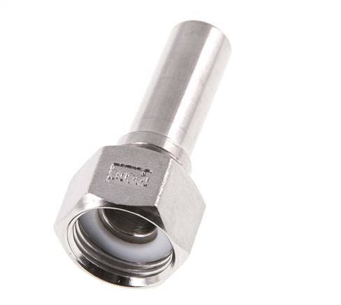 13 mm & G1/2'' RVS 1.4401 Slangpilaar Wartelmoer Vlakke PTFE Afdichting en Veiligheidskraag EN 14420-5 (DIN 2817)