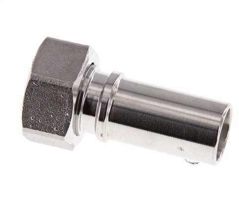 19 mm & G3/4'' RVS 1.4401 Slangpilaar Wartelmoer Vlakke PTFE Afdichting en Veiligheidskraag EN 14420-5 (DIN 2817)