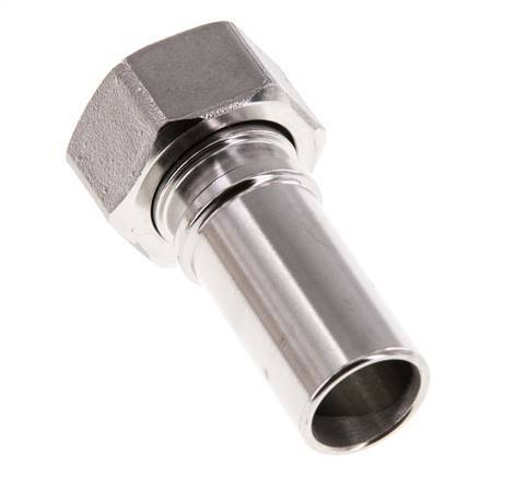 19 mm & G3/4'' RVS 1.4401 Slangpilaar Wartelmoer Vlakke PTFE Afdichting en Veiligheidskraag EN 14420-5 (DIN 2817)