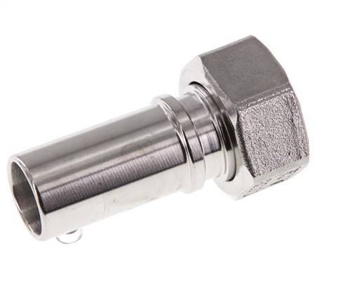 19 mm & G3/4'' RVS 1.4401 Slangpilaar Wartelmoer Vlakke PTFE Afdichting en Veiligheidskraag EN 14420-5 (DIN 2817)