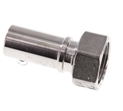 19 mm & G3/4'' RVS 1.4401 Slangpilaar Wartelmoer Vlakke PTFE Afdichting en Veiligheidskraag EN 14420-5 (DIN 2817)