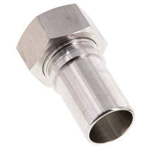 25 mm & G1'' RVS 1.4401 Slangpilaar Wartelmoer Vlakke PTFE Afdichting en Veiligheidskraag EN 14420-5 (DIN 2817)