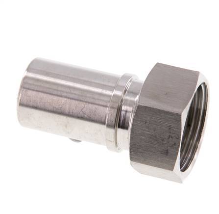 25 mm & G1'' RVS 1.4401 Slangpilaar Wartelmoer Vlakke PTFE Afdichting en Veiligheidskraag EN 14420-5 (DIN 2817)